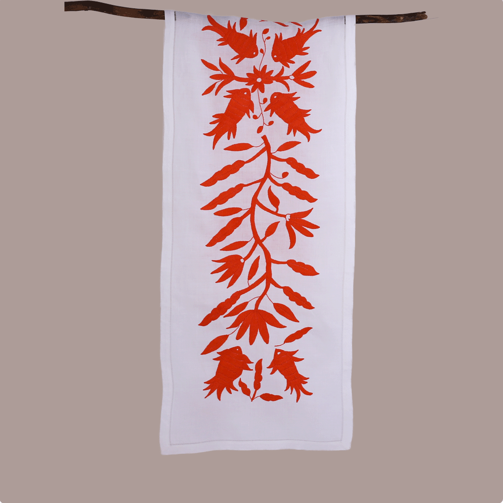 Table runner fish - white & coral