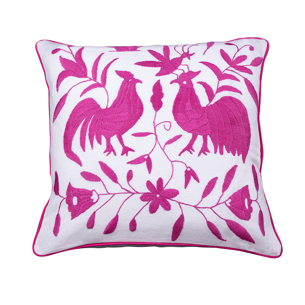 Tenango pink rooster - 40x40cm