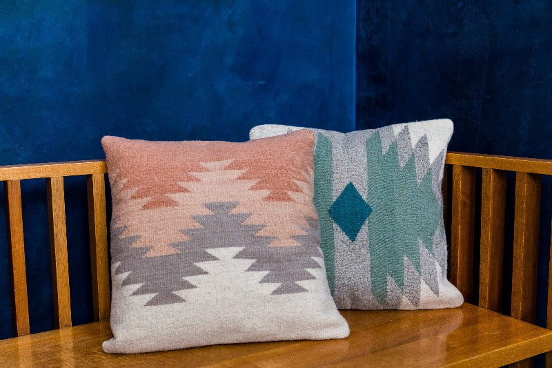 two cushions wool handwoven mexico